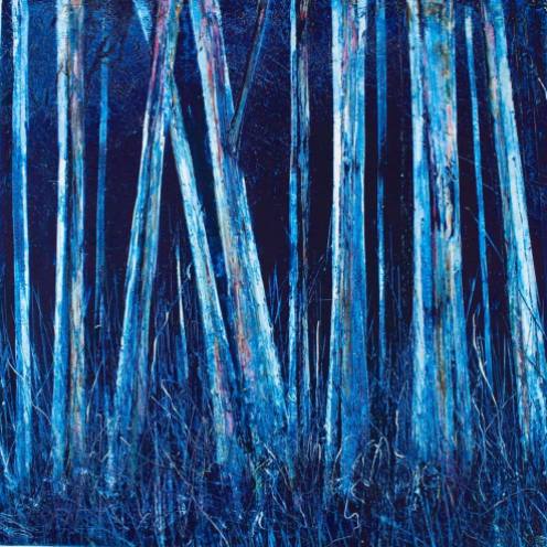 Hilary Dron, Midnight Wood Oil, cold wax, pigment, marble dust