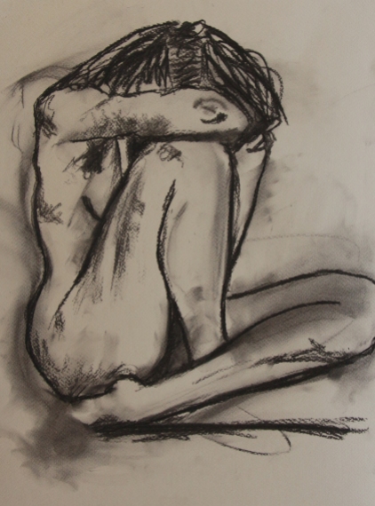 Artist: Tamsin Spargo | England Residency: 2017 Title: Sitting Figure Sketch Medium: Charcoal on Paper Dimensions: 40.6 by 30.5 cm Price: £90